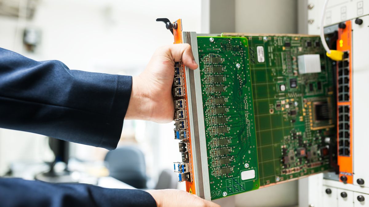 Engineer working in a data centre
