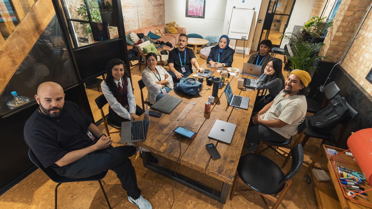 A diverse team collaborating